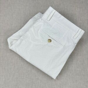 Haspel Seersucker Shorts Mens 34 White 100% Cotton Flat Front Summer Preppy